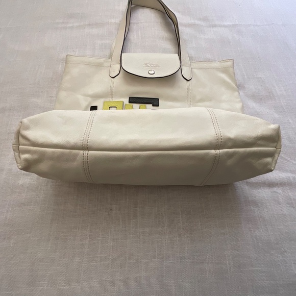Longchamp Le Pliage LPG Limited Edition Rare Leather Tote Lettering Patch Logo - Picture 13 of 16